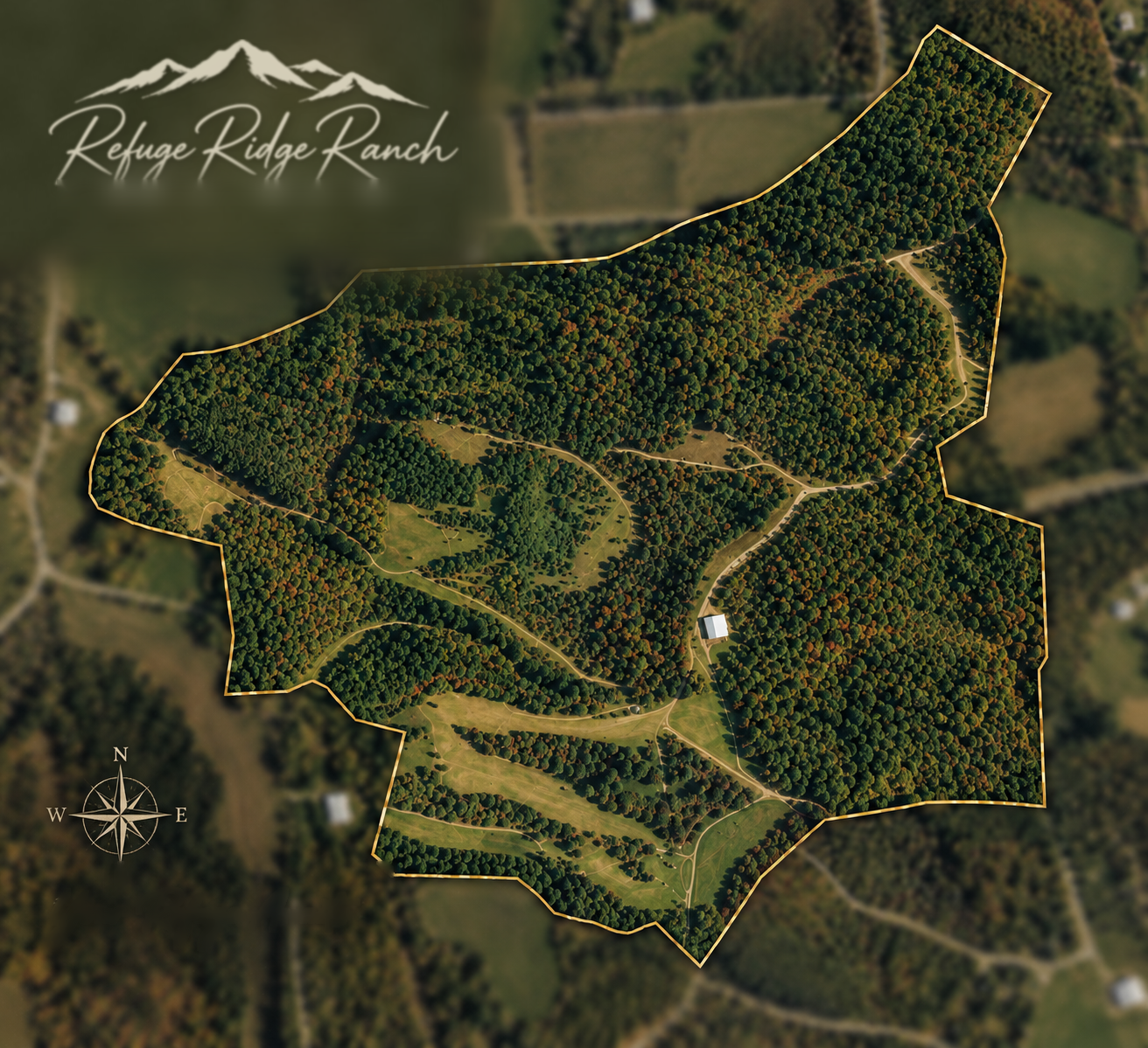 Aerial map of the Refuge Ridge Resort property